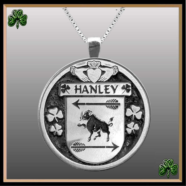 Hanley Irish Coat of Arms Disk Pendant, Irish