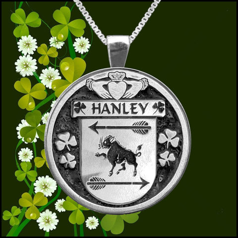 Hanley Irish Coat of Arms Disk Pendant, Irish
