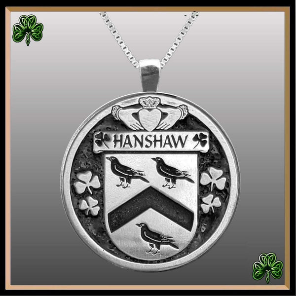 Hanshaw Irish Coat of Arms Disk Pendant, Irish