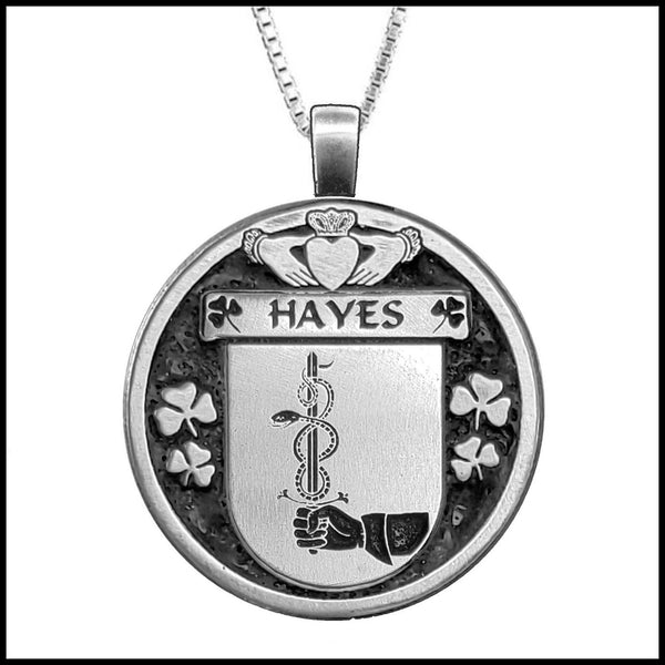 Hayes Irish Coat of Arms Disk Pendant, Irish