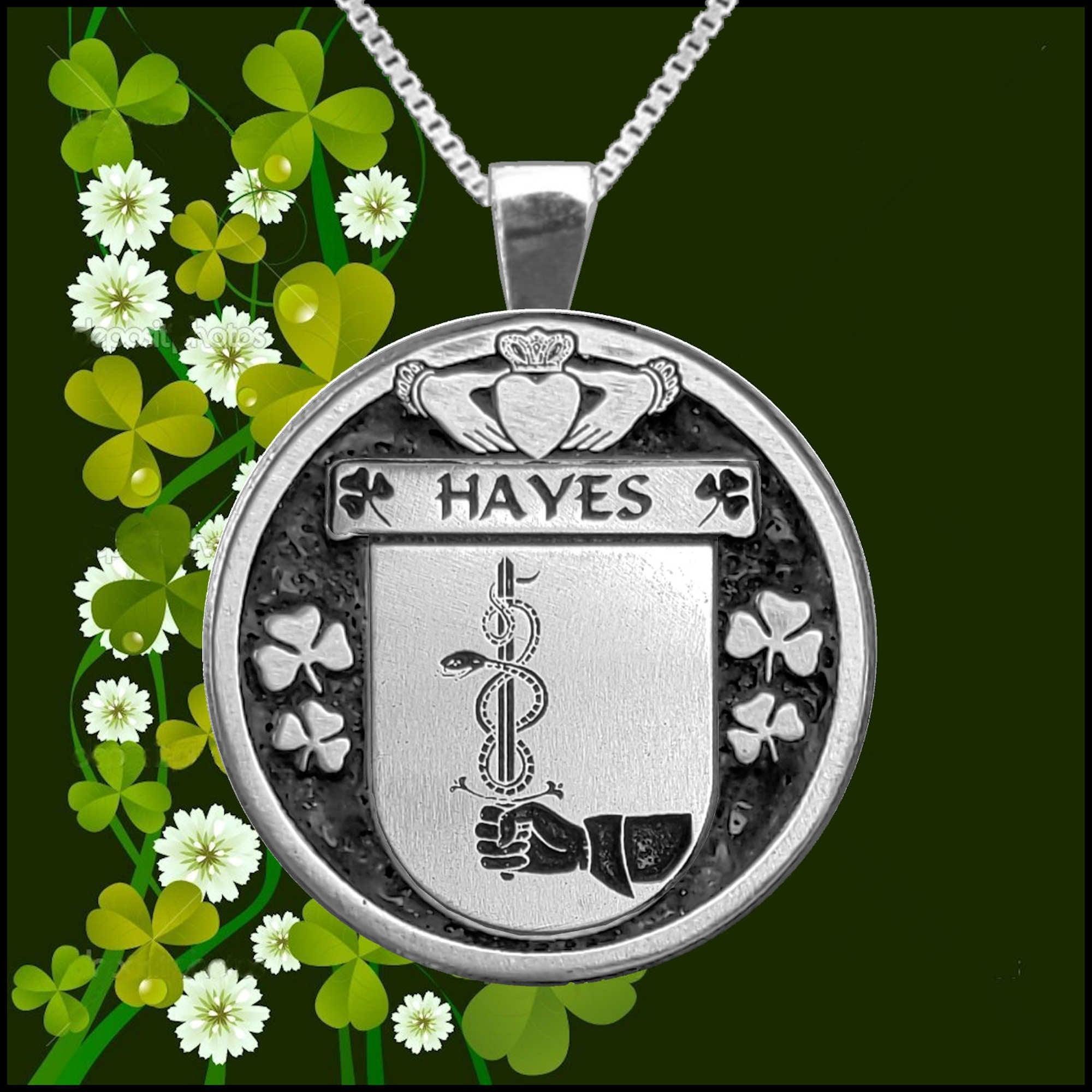 Hayes Irish Coat of Arms Disk Pendant, Irish