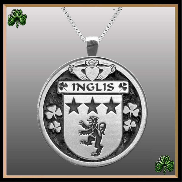 Inglis Irish Coat of Arms Disk Pendant, Irish