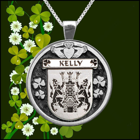 Kelly Irish Coat of Arms Disk Pendant, Irish
