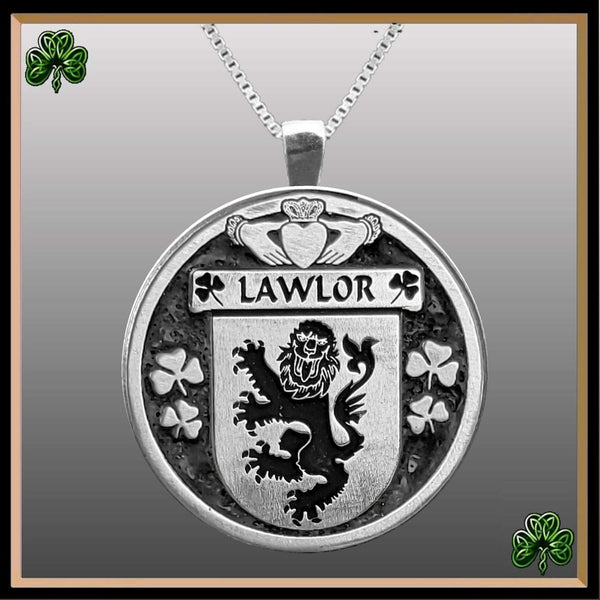 Lawlor Irish Coat of Arms Disk Pendant, Irish