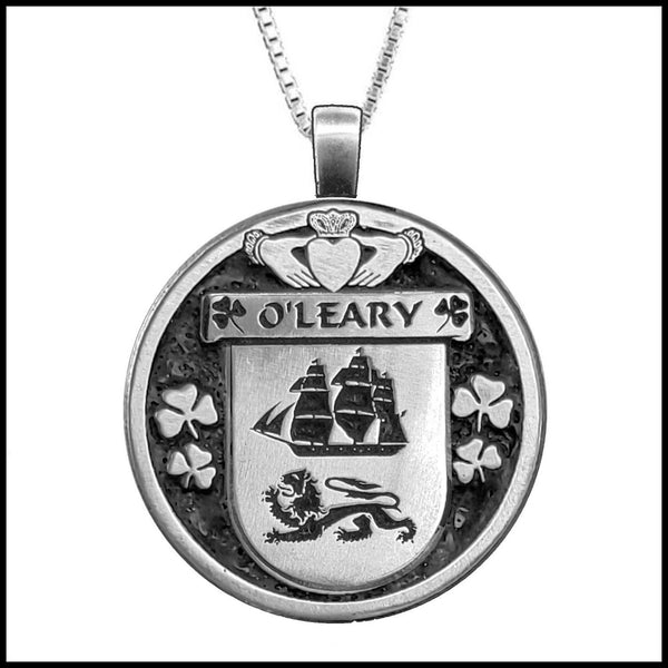 O'Leary Irish Coat of Arms Disk Pendant, Irish