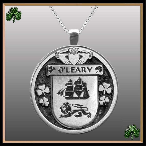 O'Leary Irish Coat of Arms Disk Pendant, Irish