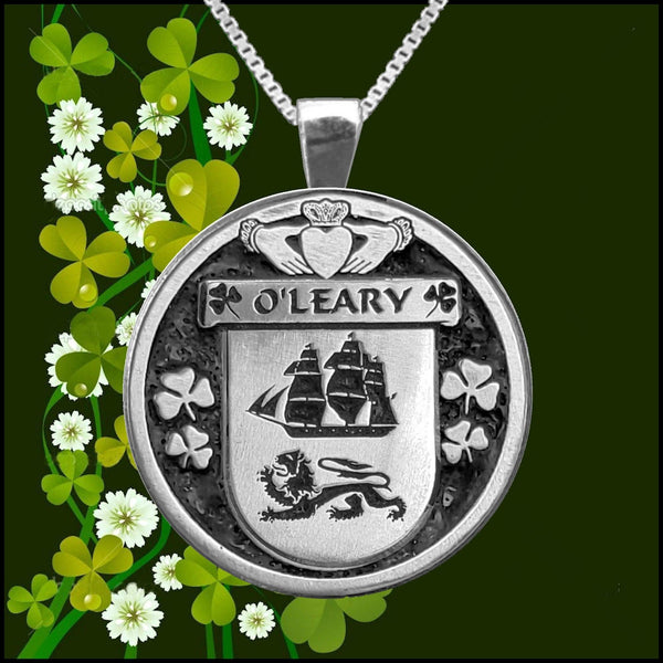 O'Leary Irish Coat of Arms Disk Pendant, Irish