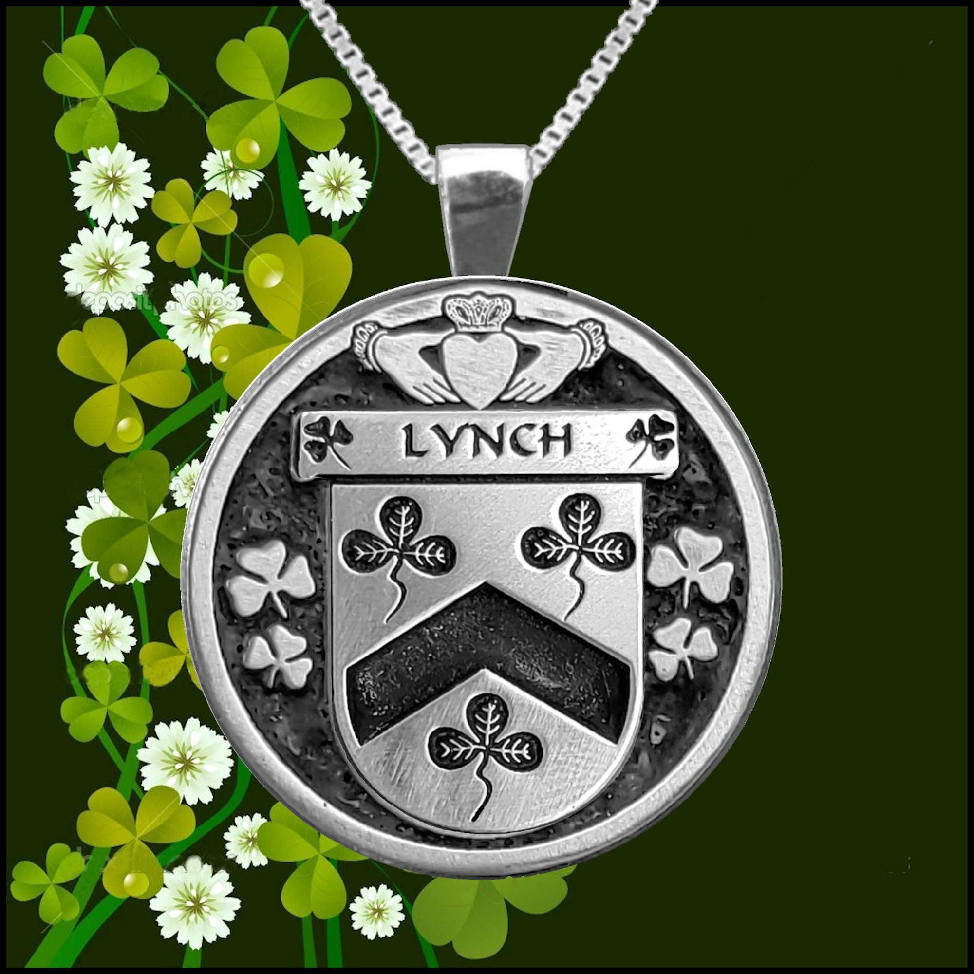 Lynch Irish Coat of Arms Disk Pendant, Irish