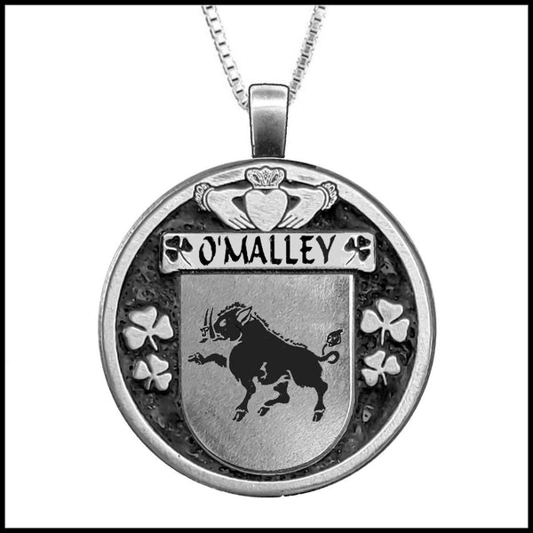 O'Malley Irish Coat of Arms Disk Pendant, Irish