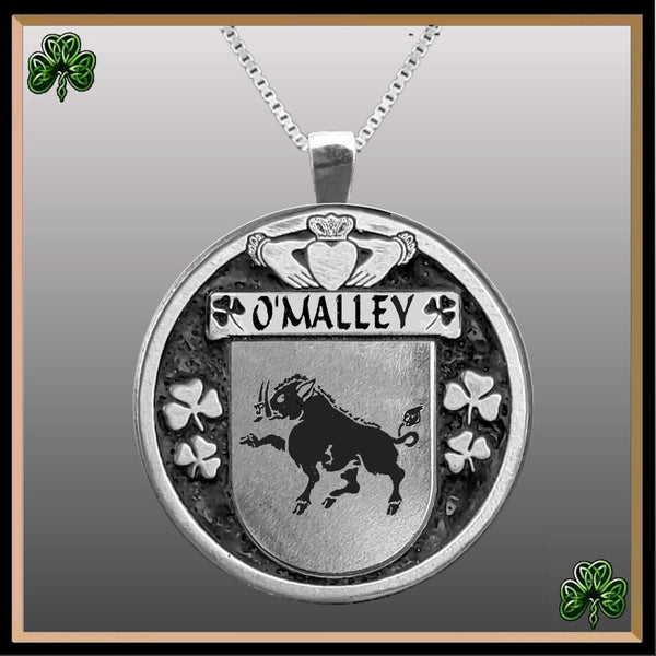 O'Malley Irish Coat of Arms Disk Pendant, Irish