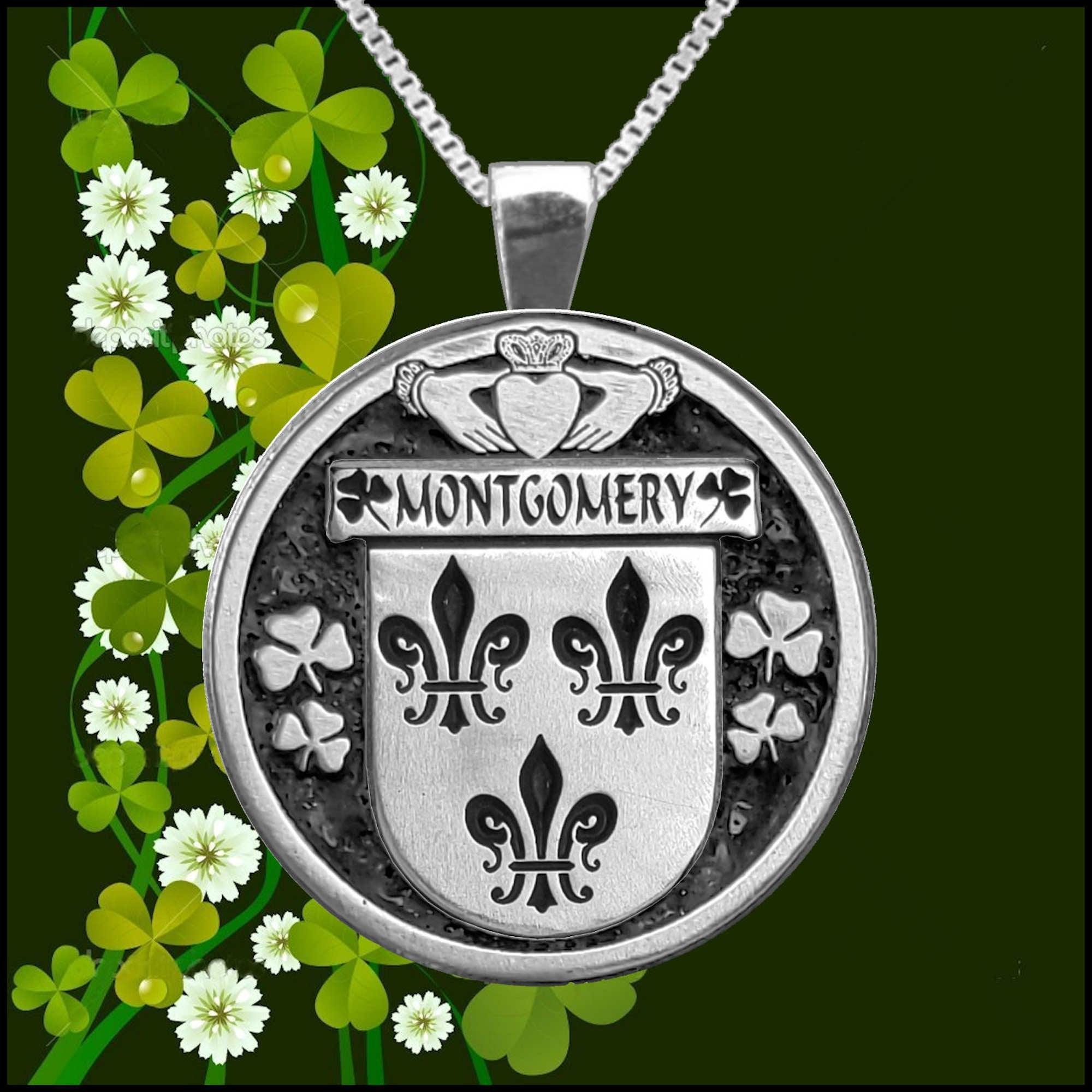 Montgomery Irish Coat of Arms Disk Pendant, Irish