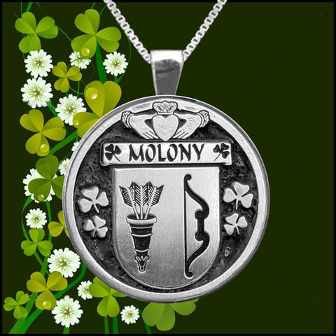 Molony Irish Coat of Arms Disk Pendant, Irish