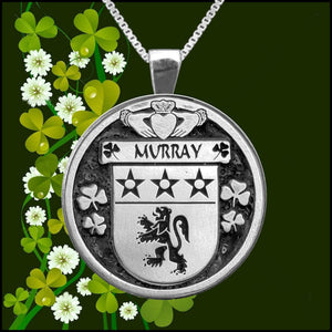 Murray Irish Coat of Arms Disk Pendant, Irish