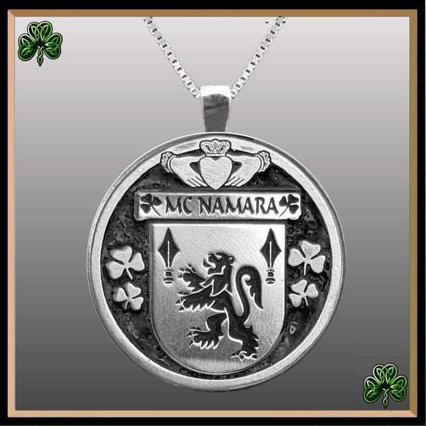 McNamara Irish Coat of Arms Disk Pendant, Irish