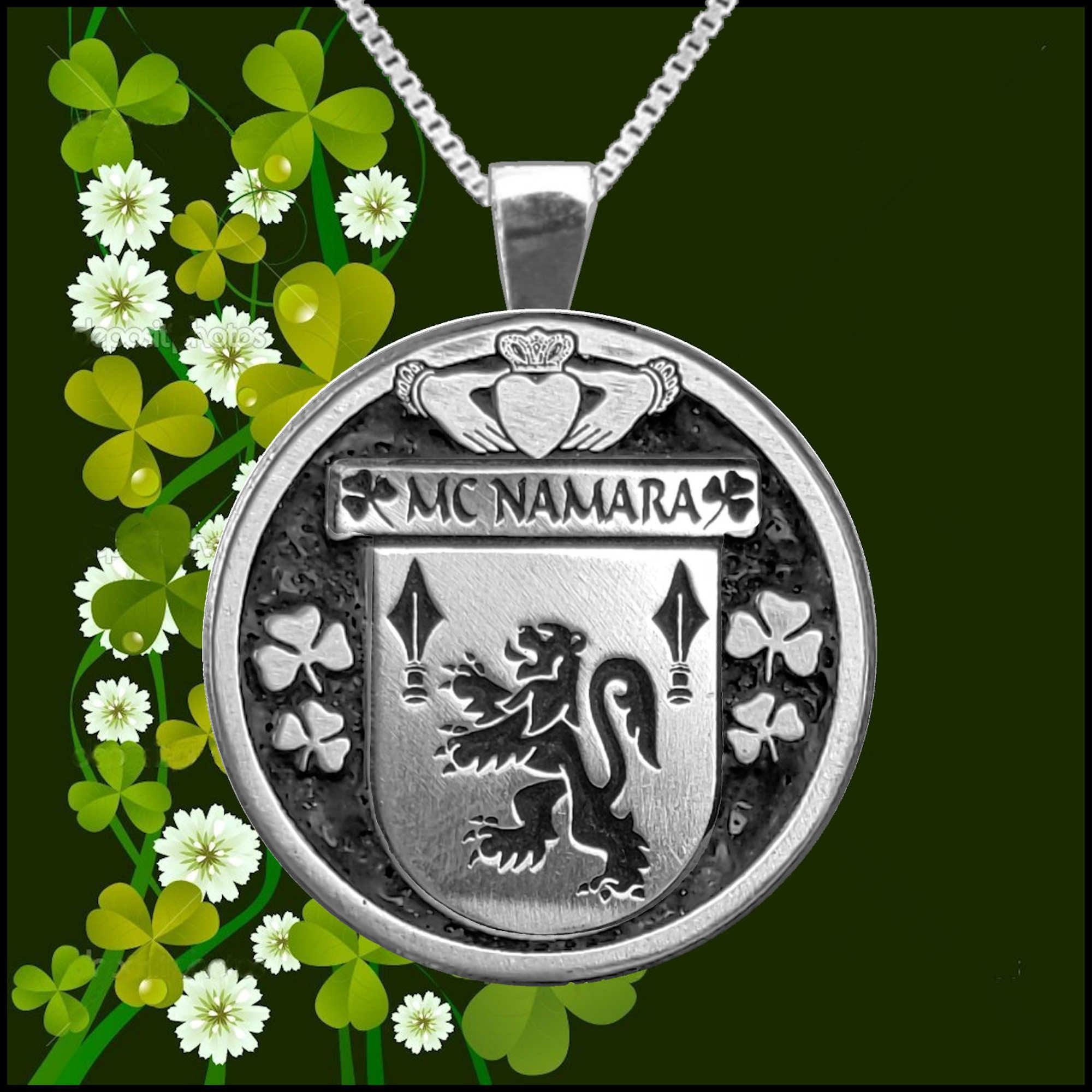 McNamara Irish Coat of Arms Disk Pendant, Irish