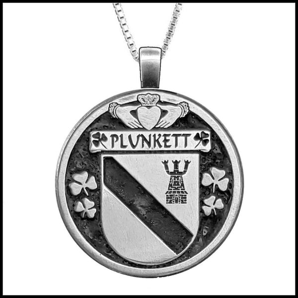 Plunkett Irish Coat of Arms Disk Pendant, Irish