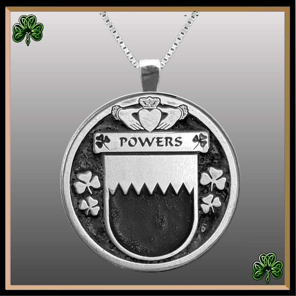 Powers Irish Coat of Arms Disk Pendant, Irish
