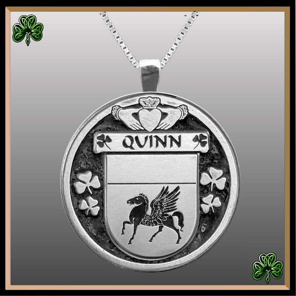 Quinn Irish Coat of Arms Disk Pendant, Irish
