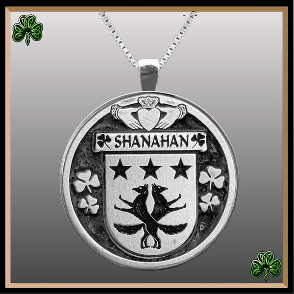 Shanahan Irish Coat of Arms Disk Pendant, Irish