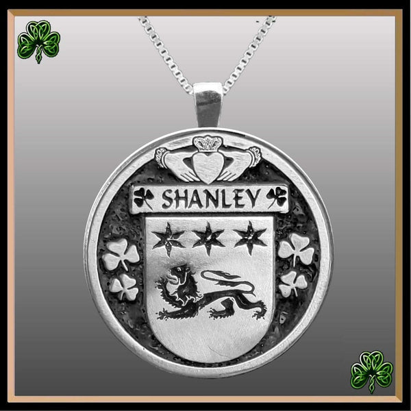Shanley Irish Coat of Arms Disk Pendant, Irish