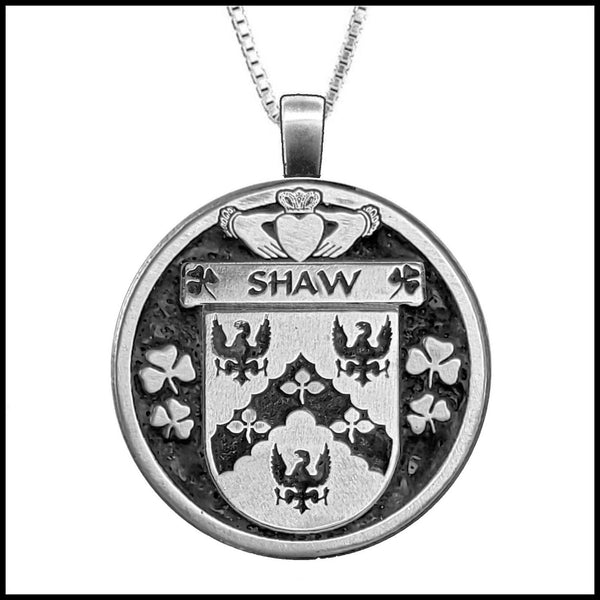 Shaw Irish Coat of Arms Disk Pendant, Irish