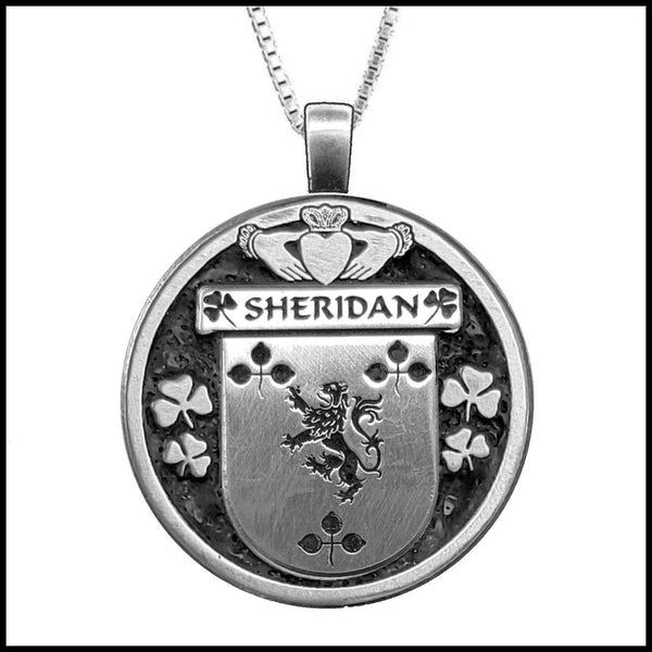 Sheridan Irish Coat of Arms Disk Pendant, Irish