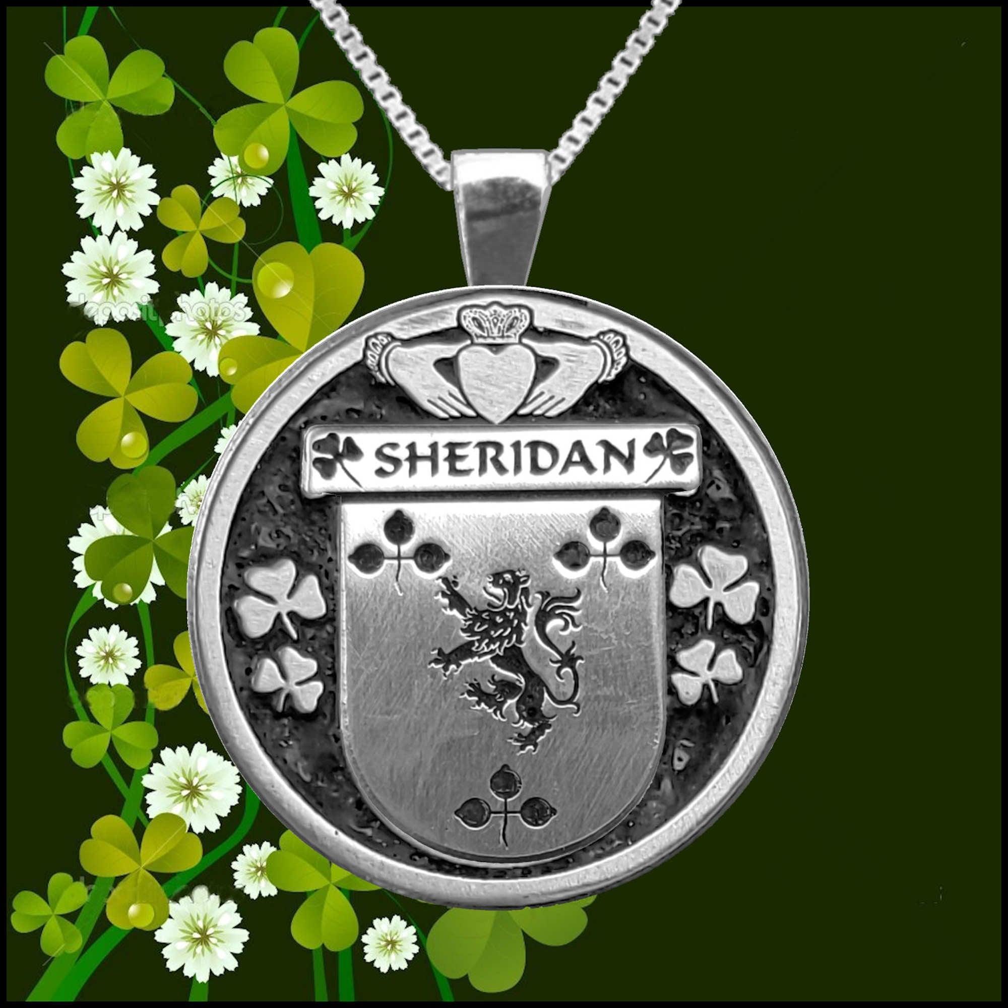 Sheridan Irish Coat of Arms Disk Pendant, Irish