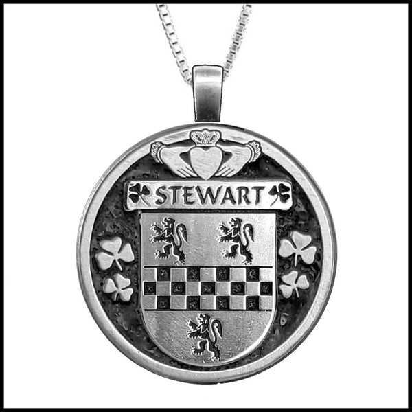 Stewart Irish Coat of Arms Disk Pendant, Irish