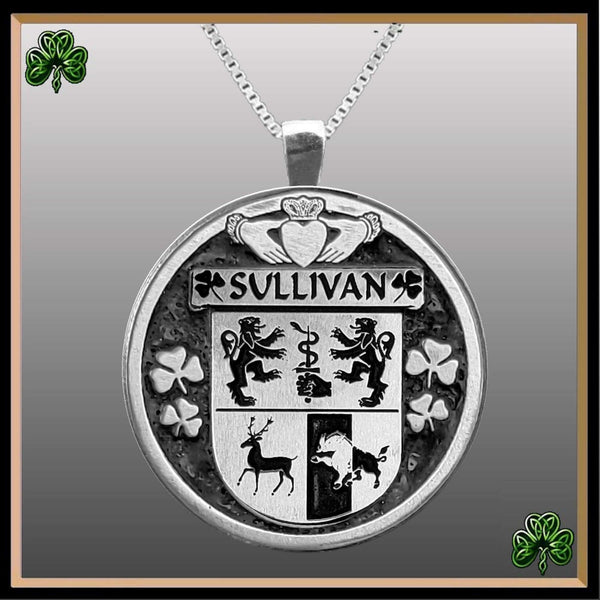 Sullivan Irish Coat of Arms Disk Pendant, Irish