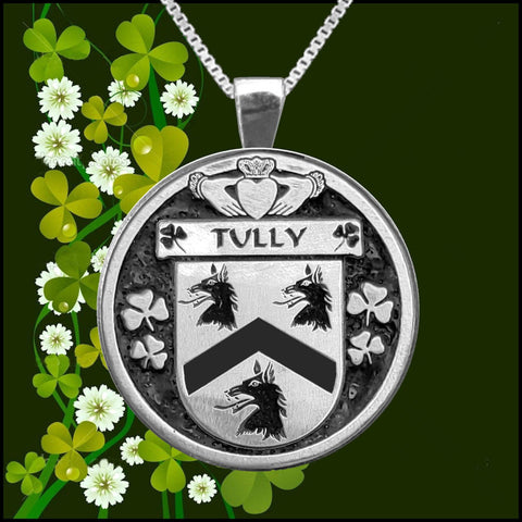 Tully  Irish Coat of Arms Disk Pendant, Irish