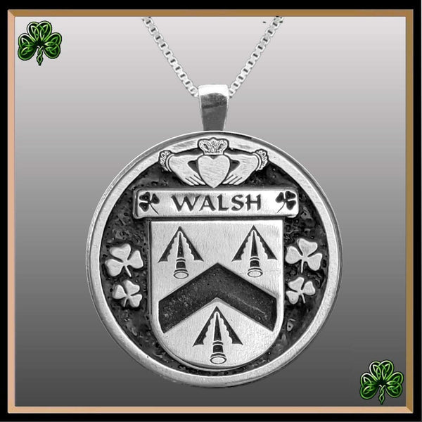 Walsh Irish Coat of Arms Disk Pendant, Irish