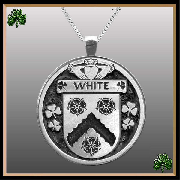 White Irish Coat of Arms Disk Pendant, Irish