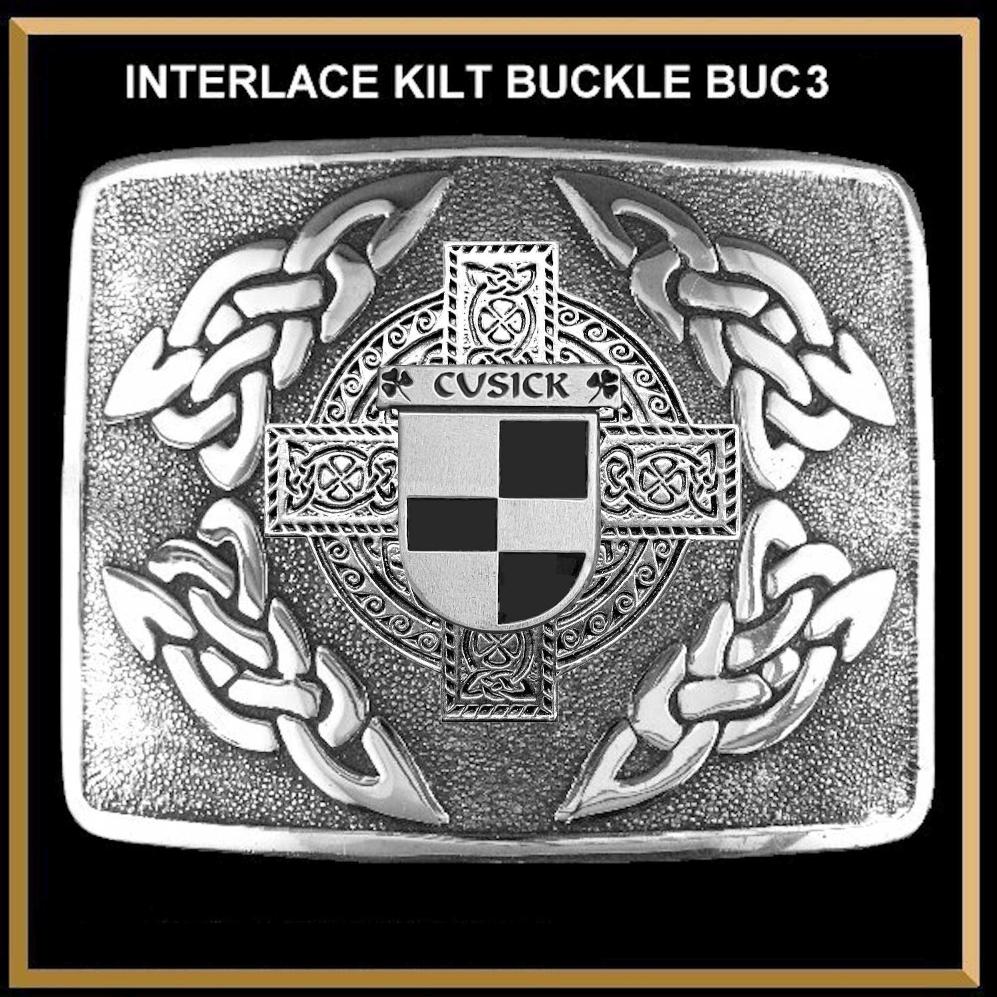 Cusick Irish Coat of Arms Interlace Kilt Buckle