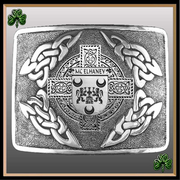 McElhaney Irish Coat of Arms Interlace Kilt Buckle