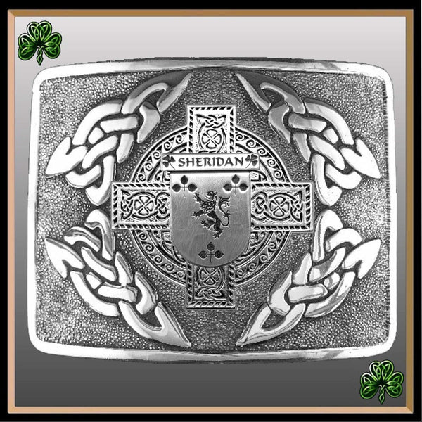 Sheridan Irish Coat of Arms Interlace Kilt Buckle