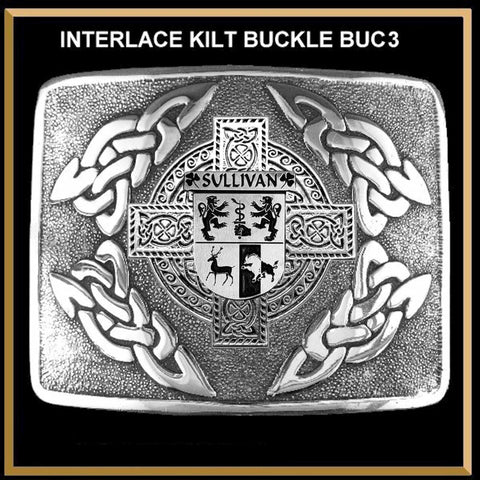 Sullivan Irish Coat of Arms Interlace Kilt Buckle