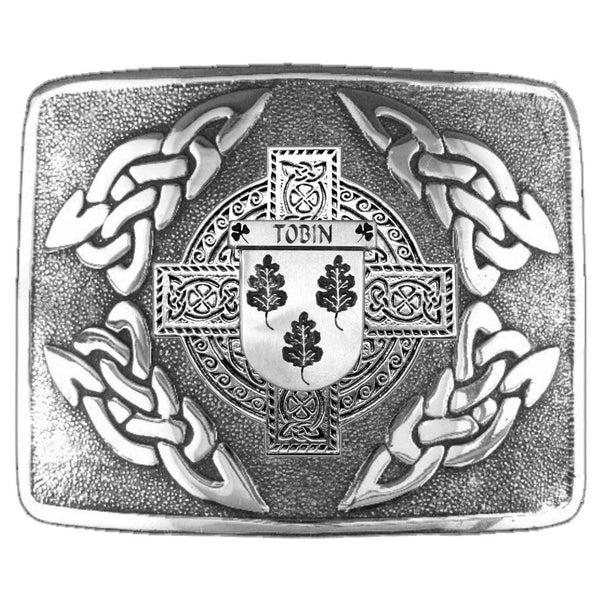 Tobin Irish Coat of Arms Interlace Kilt Buckle