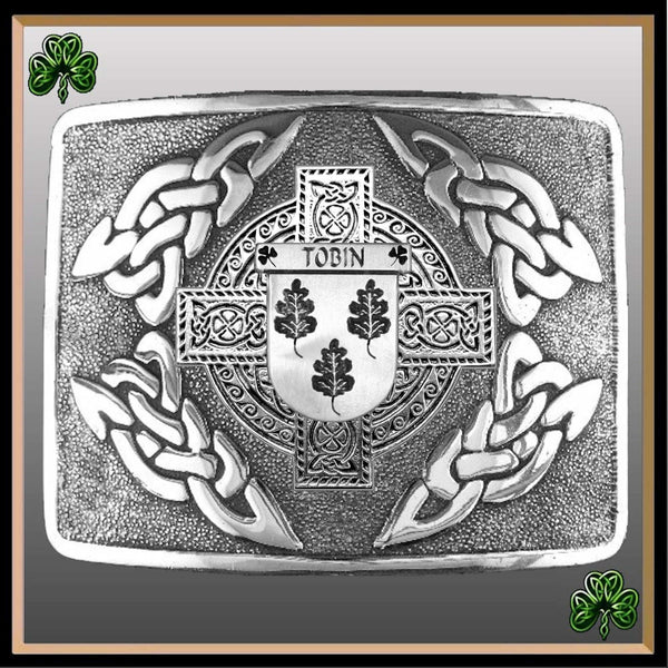 Tobin Irish Coat of Arms Interlace Kilt Buckle