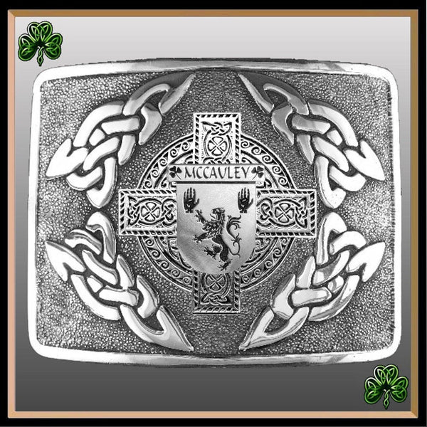 McCauley Irish Coat of Arms Interlace Kilt Buckle
