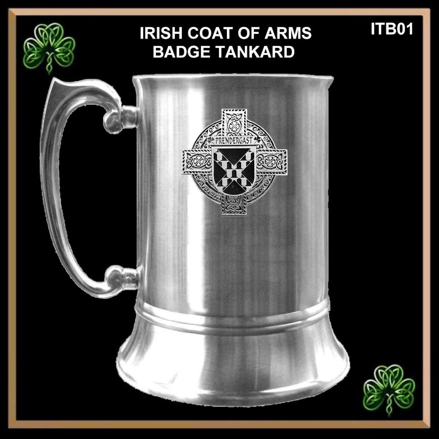 Prendergast (Tipperary) Irish Coat Of Arms Badge Stainless Steel Tankard