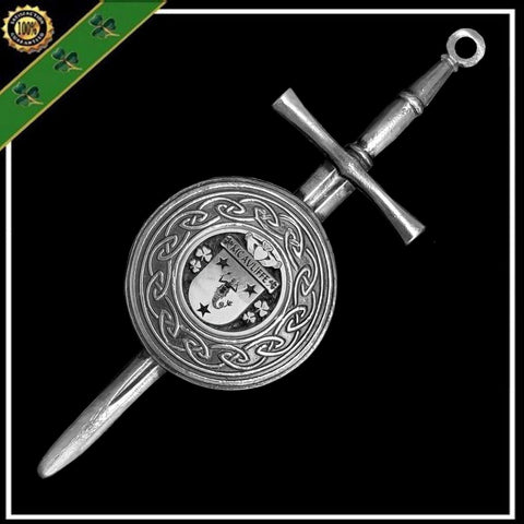 McAuliffe Irish Dirk Coat of Arms Shield Kilt Pin