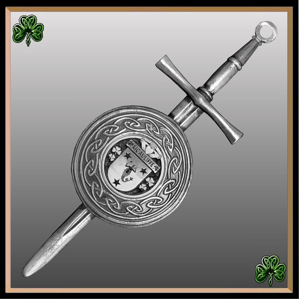 McAuliffe Irish Dirk Coat of Arms Shield Kilt Pin