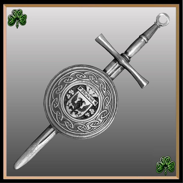 Brown Irish Dirk Coat of Arms Shield Kilt Pin