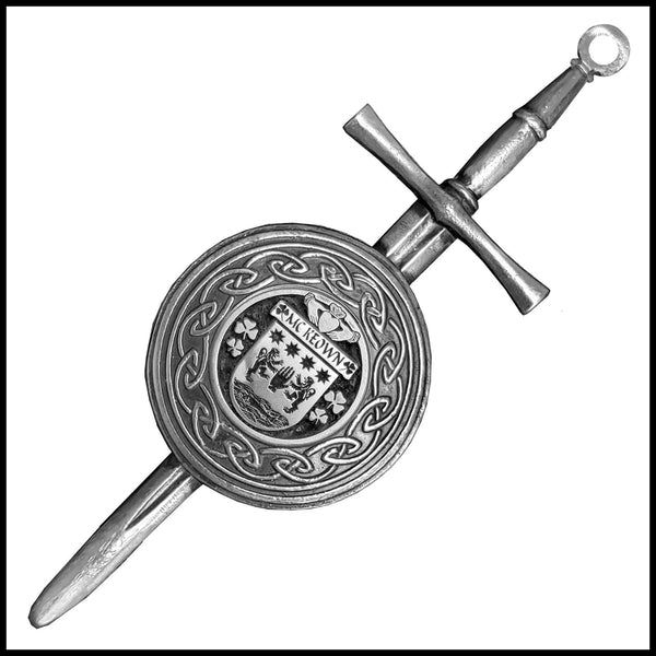 McKeown Irish Dirk Coat of Arms Shield Kilt Pin - Pewter
