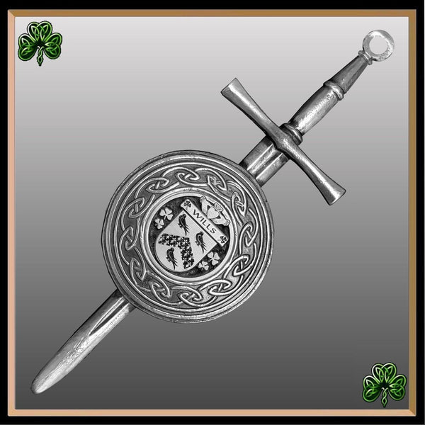 Wills Irish Dirk Coat of Arms Shield Kilt Pin