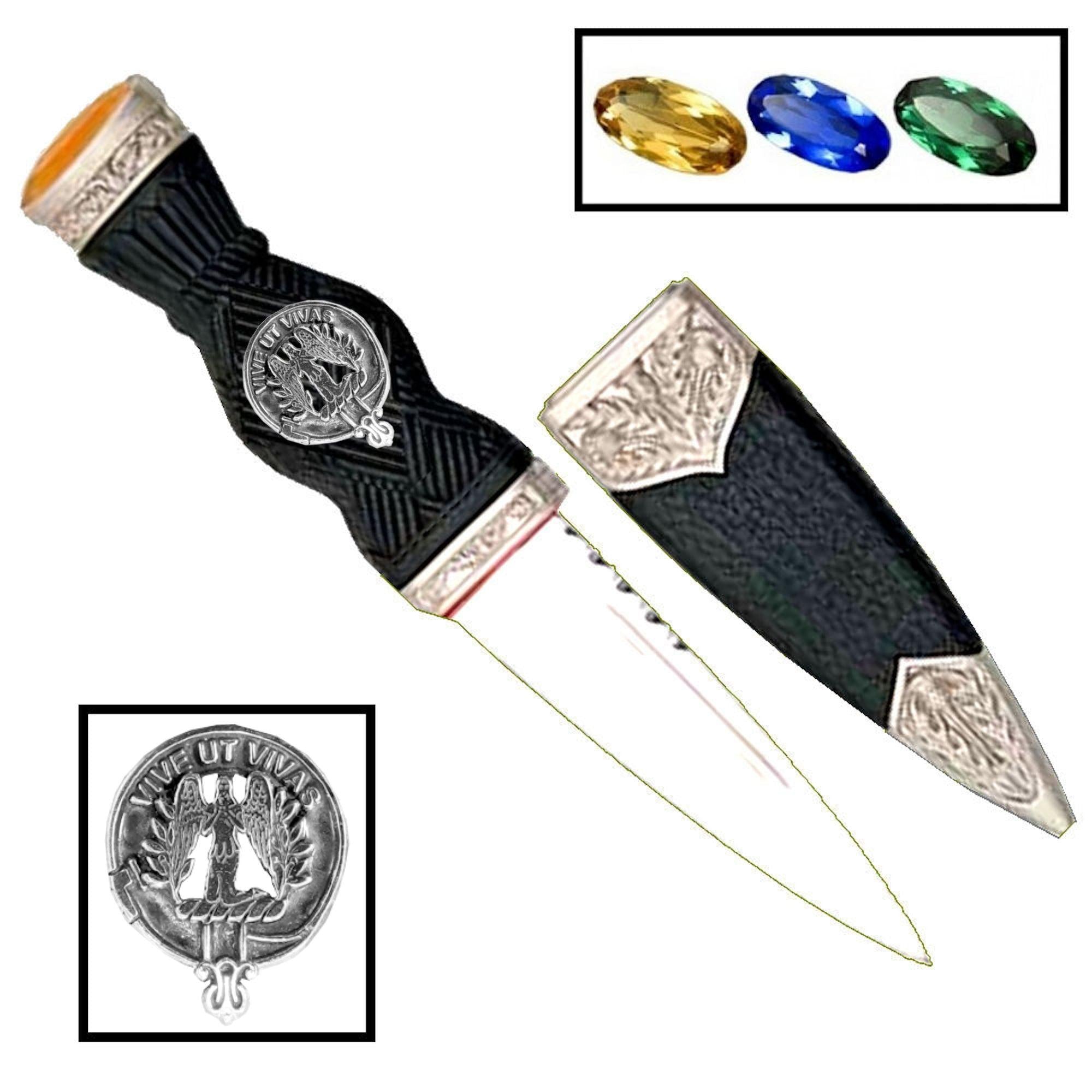 Falconer Clan Crest Sgian Dubh, Scottish Knife