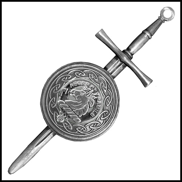 Tait Scottish Clan Dirk Shield Kilt Pin - Pewter