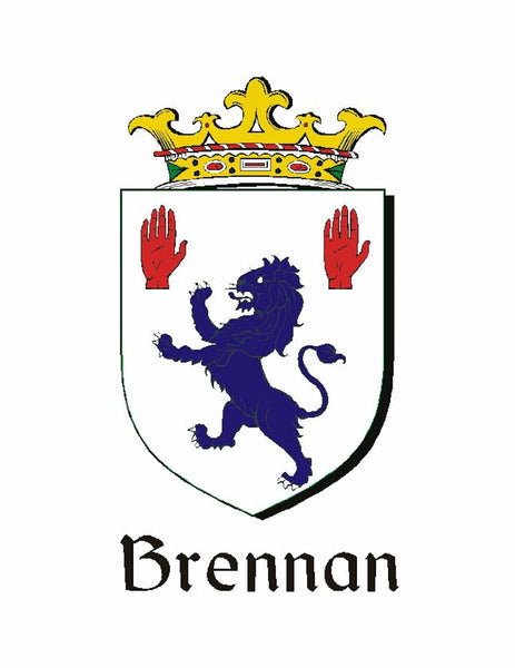 Brennan Irish Coat of Arms Celtic Cross Plaid Brooch with Green Stones