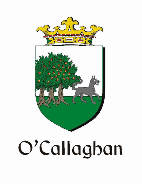 Callahan Irish Coat of Arms Celtic Cross Plaid Brooch with Green Stones