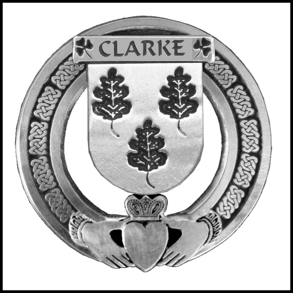 Clarke Irish Claddagh Coat of Arms Badge